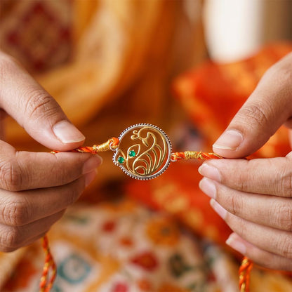 Dual Tone Heritage Emerald Rakhi