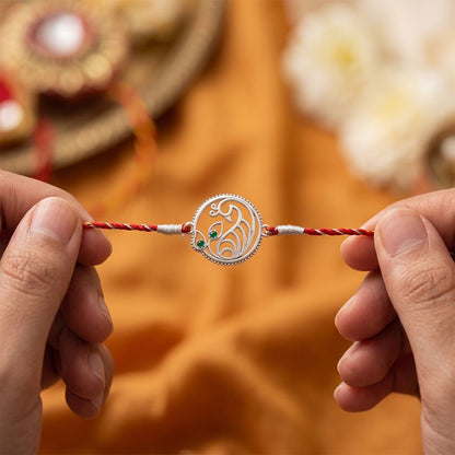 Silver Heritage Emerald Rakhi