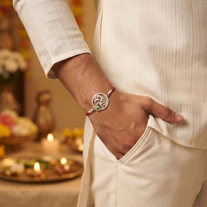 Silver Heritage Emerald Rakhi
