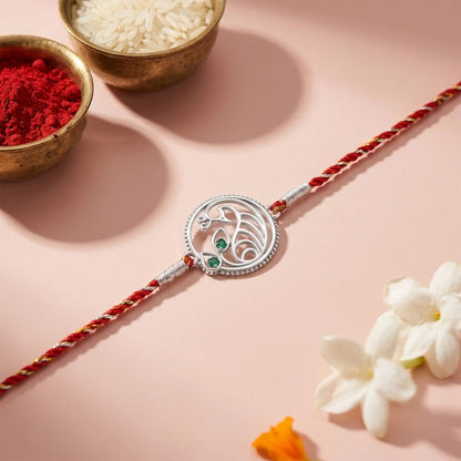 Silver Heritage Emerald Rakhi