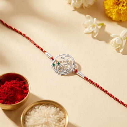 Silver Heritage Emerald Rakhi
