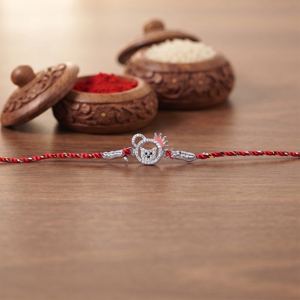 Silver Kitty Rakhi For Kids
