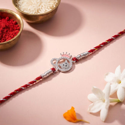 Silver Kitty Rakhi For Kids
