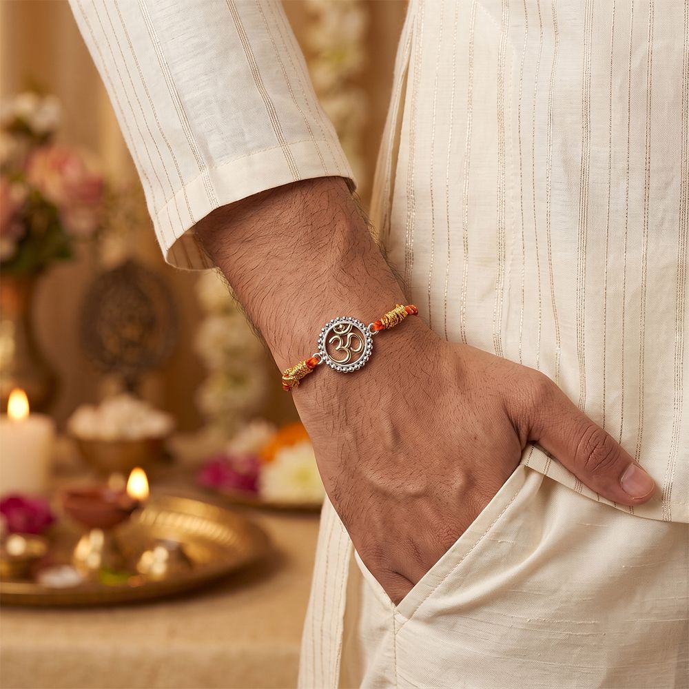 Silver OM Stylish Rakhi For Kids