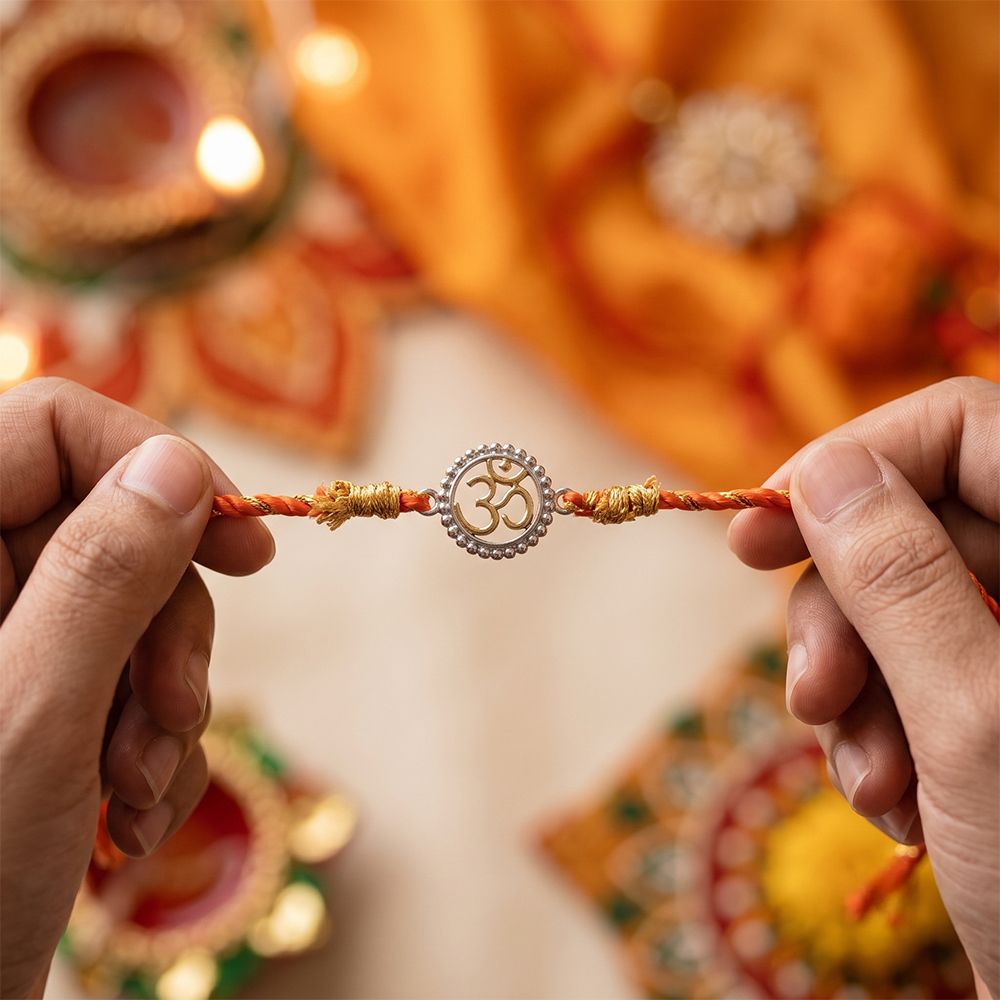 Silver OM Stylish Rakhi For Kids