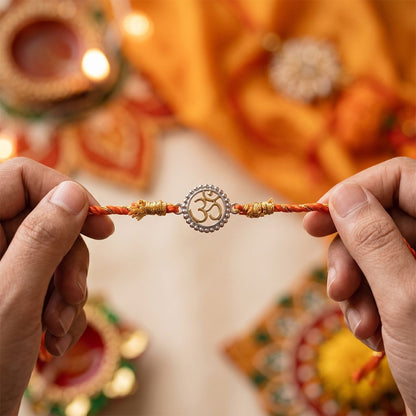 Silver OM Stylish Rakhi For Kids