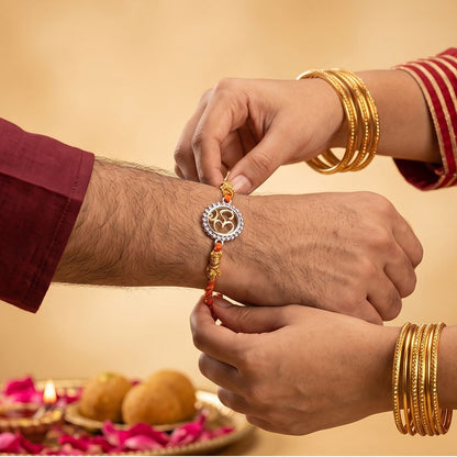 Silver OM Stylish Rakhi For Kids