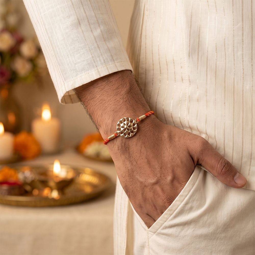 Golden Sayukta Mesh Rakhi