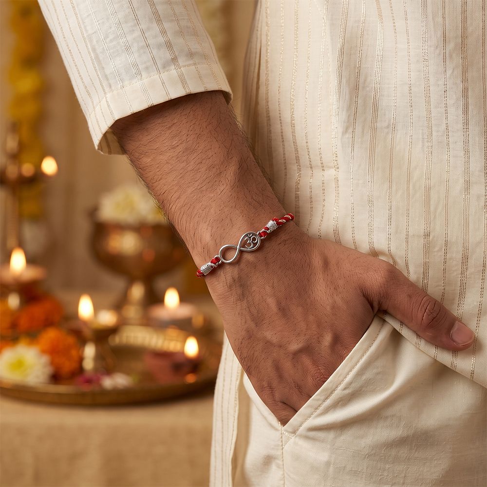 Silver Infinity OM Rakhi