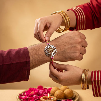 Golden Geometric OM Rakhi