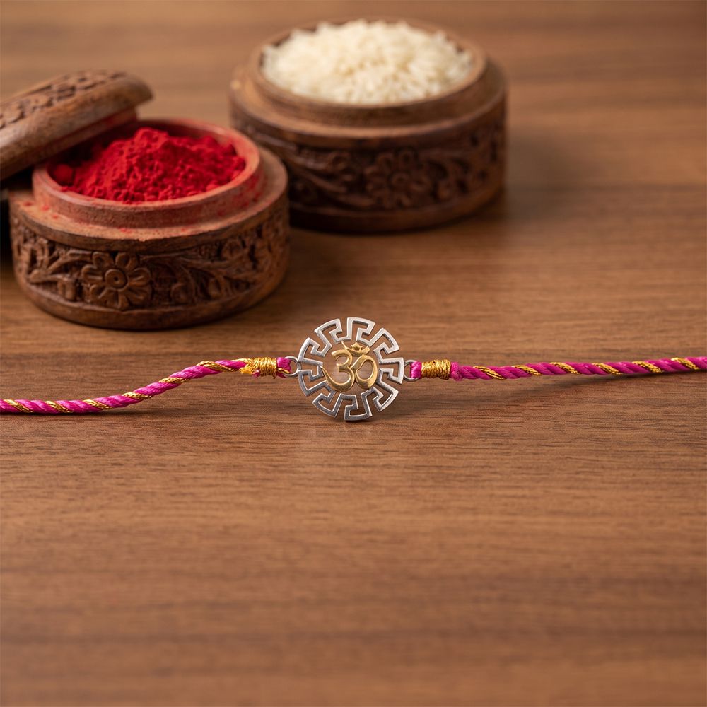 Golden Geometric OM Rakhi
