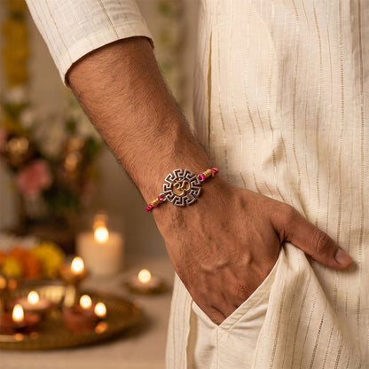 Golden Geometric OM Rakhi