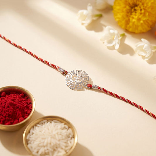 Silver Geometric OM Rakhi
