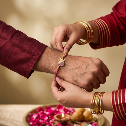 Golden Guitar Ruby Rakhi For Kids