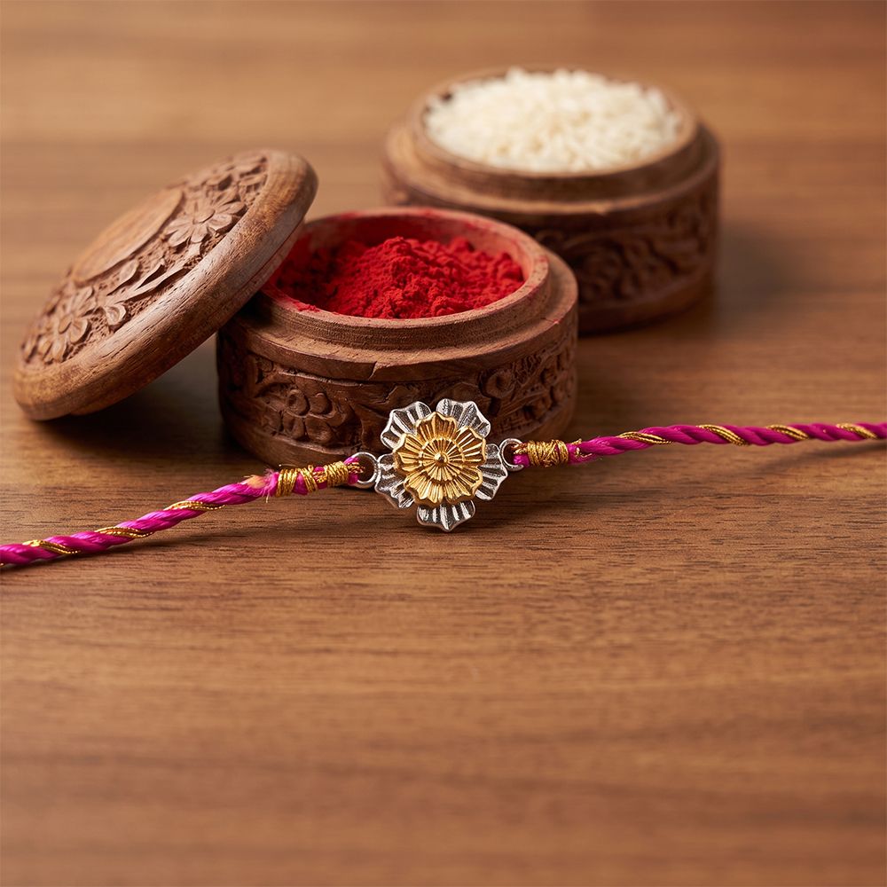 Golden Floral Rakhi For Brother