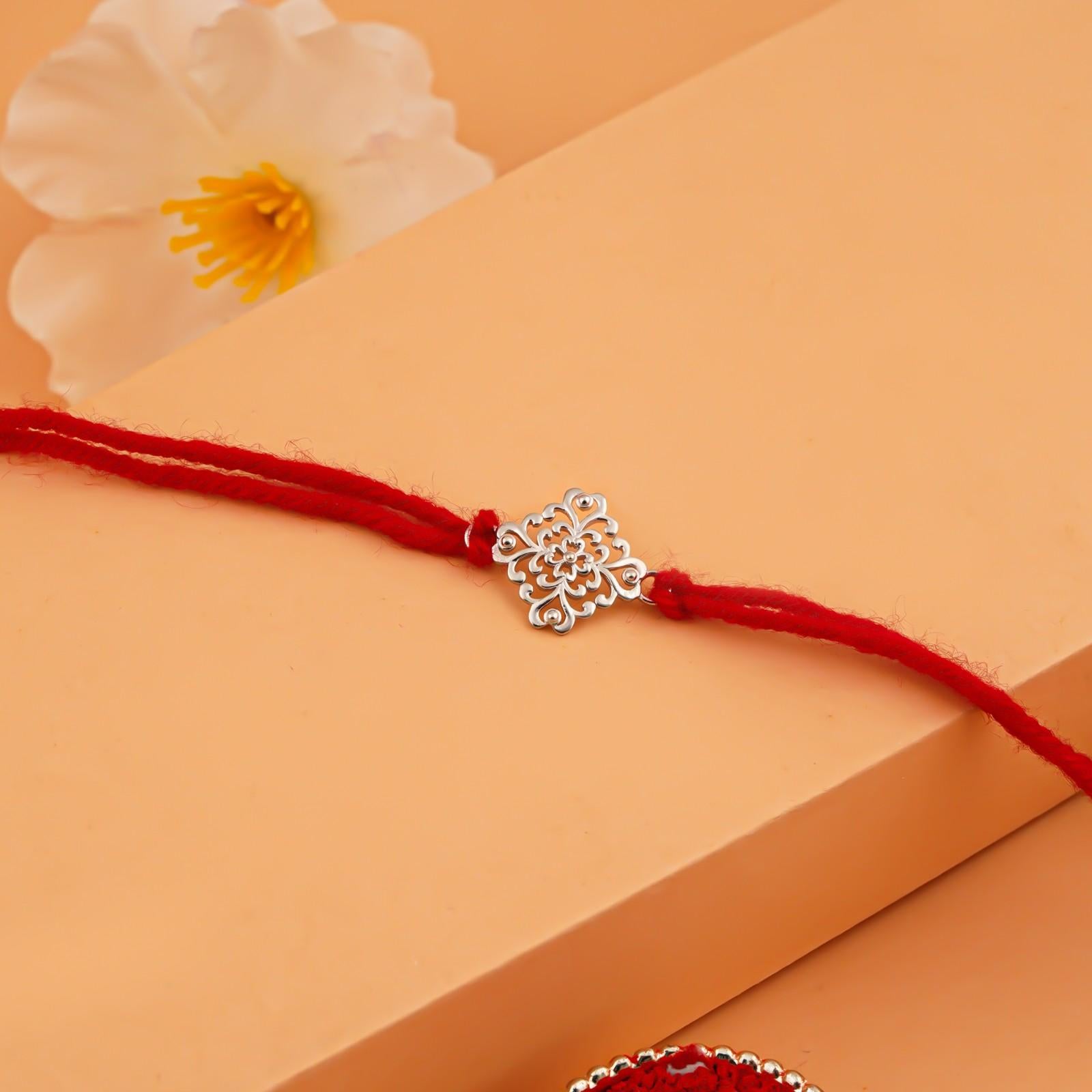 Silver Rakhi: Silver Mandala Vintage Rakhi