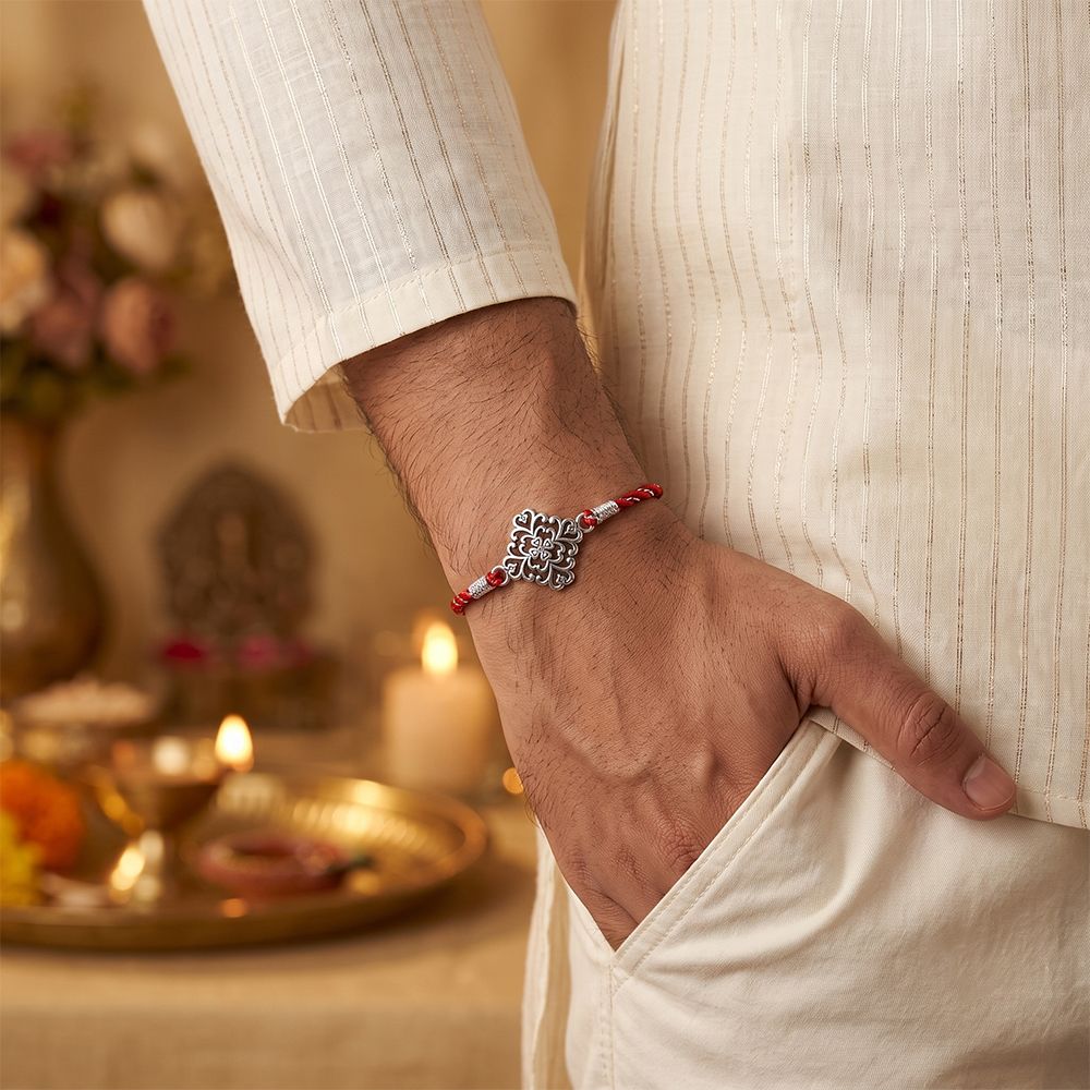 Silver Mandala Vintage Rakhi