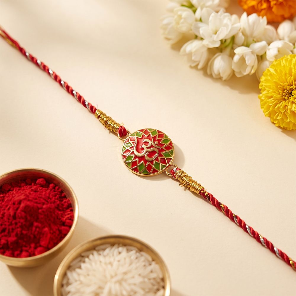 Golden Enamel Sprial OM Rakhi