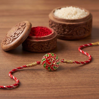 Golden Enamel Sprial OM Rakhi