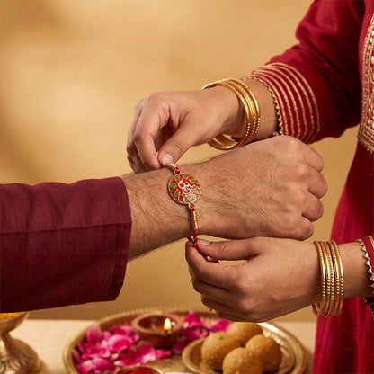 Golden Enamel Sprial OM Rakhi