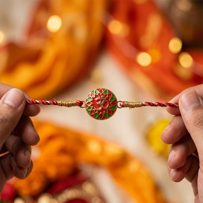 Golden Enamel Sprial OM Rakhi