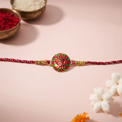 Golden Enamel Sprial OM Rakhi