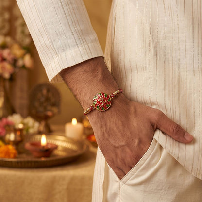 Golden Enamel Sprial OM Rakhi