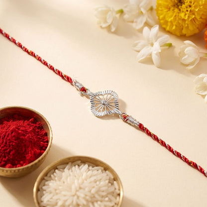 Silver Luxury Bloom Rakhi