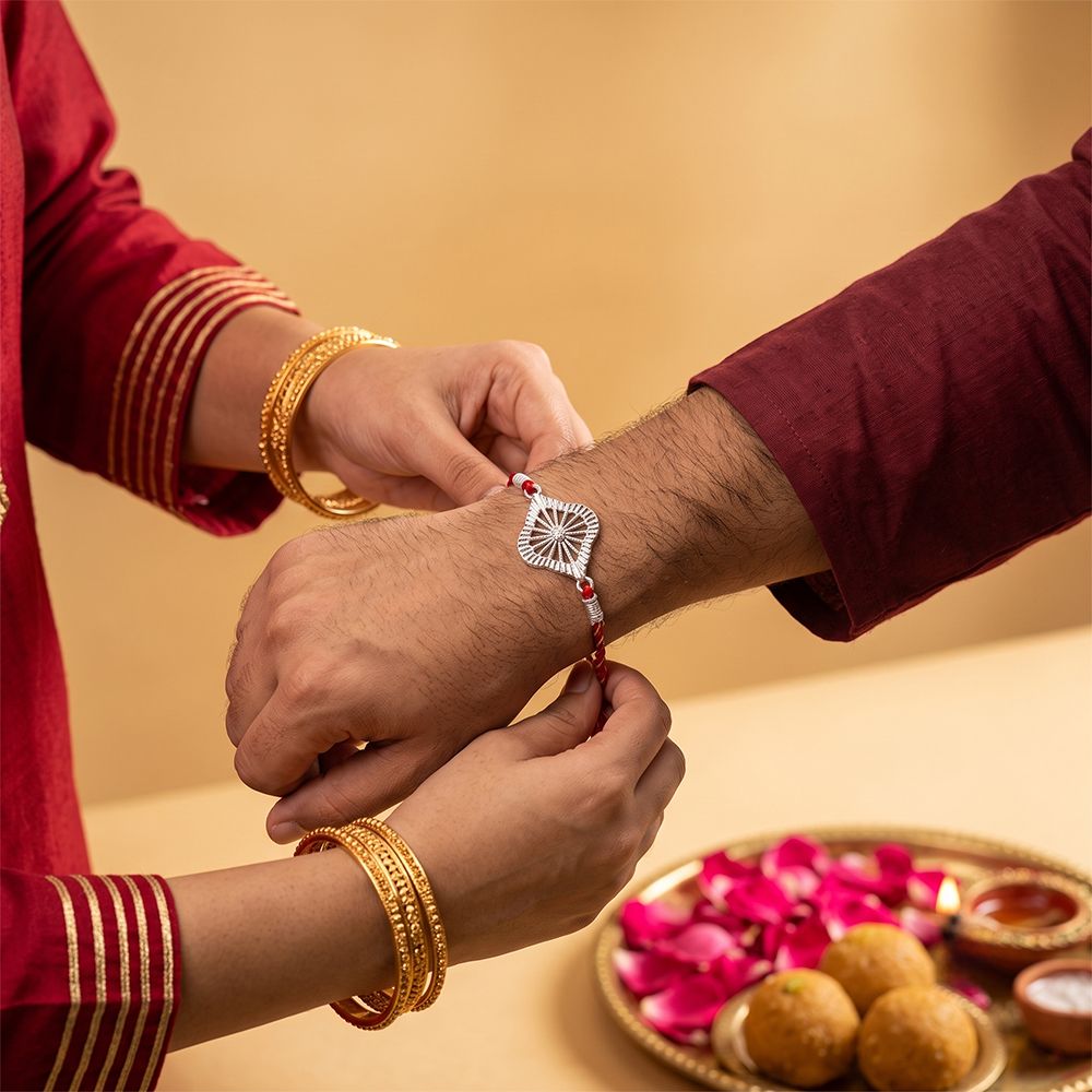 Silver Luxury Bloom Rakhi
