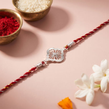 Silver Luxury Bloom Rakhi