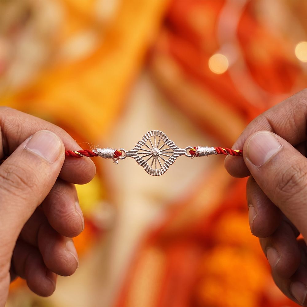 Silver Luxury Bloom Rakhi