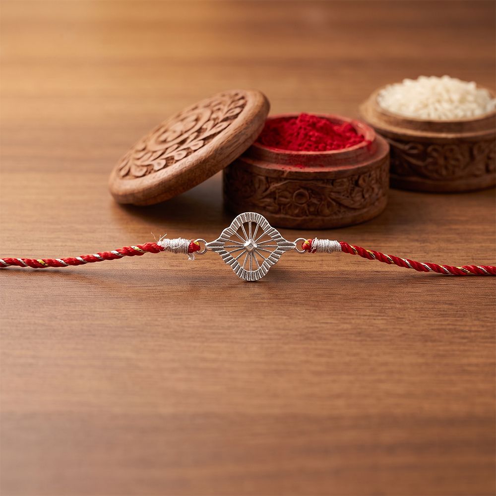 Silver Luxury Bloom Rakhi