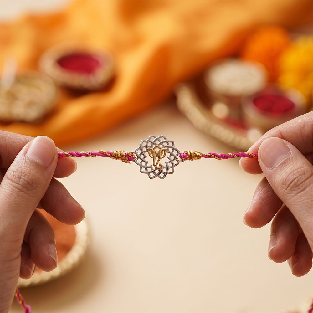 Silver Protected Ganesha Rakhi