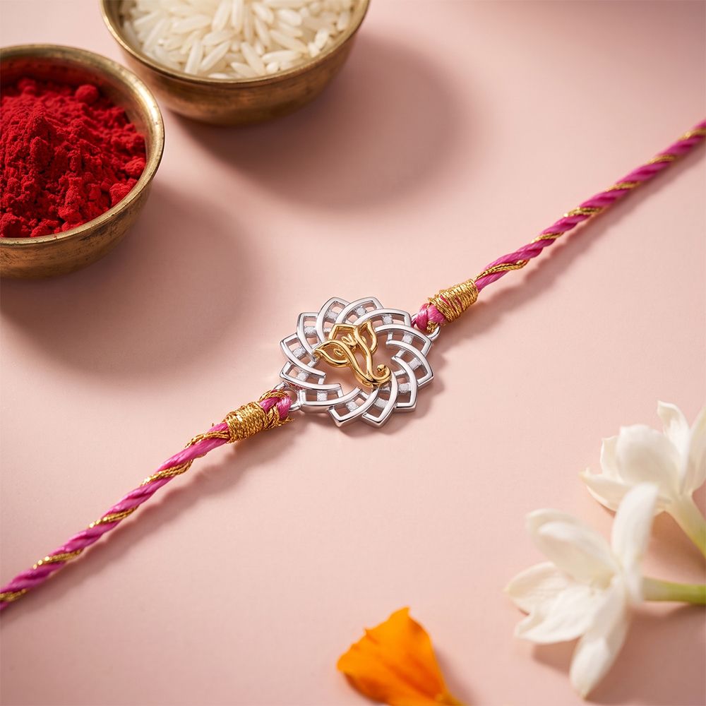 Silver Protected Ganesha Rakhi