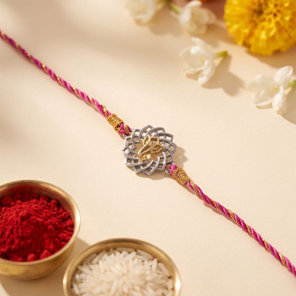 Silver Protected Ganesha Rakhi