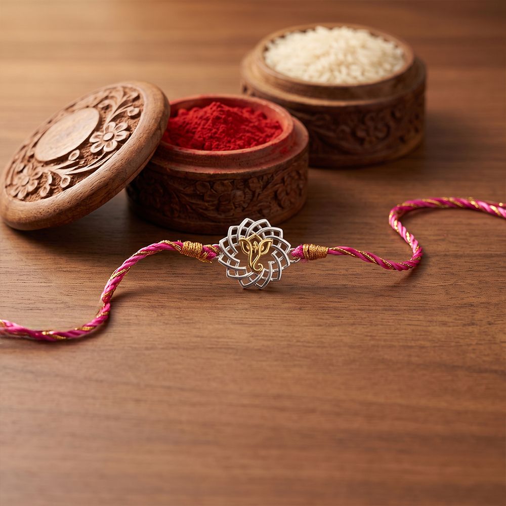 Silver Protected Ganesha Rakhi