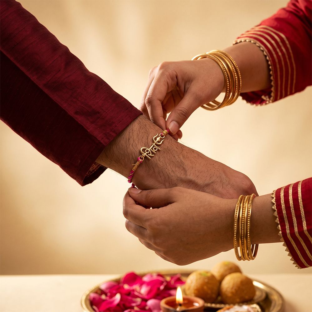 Golden SHIV Trishul Rakhi For Brother