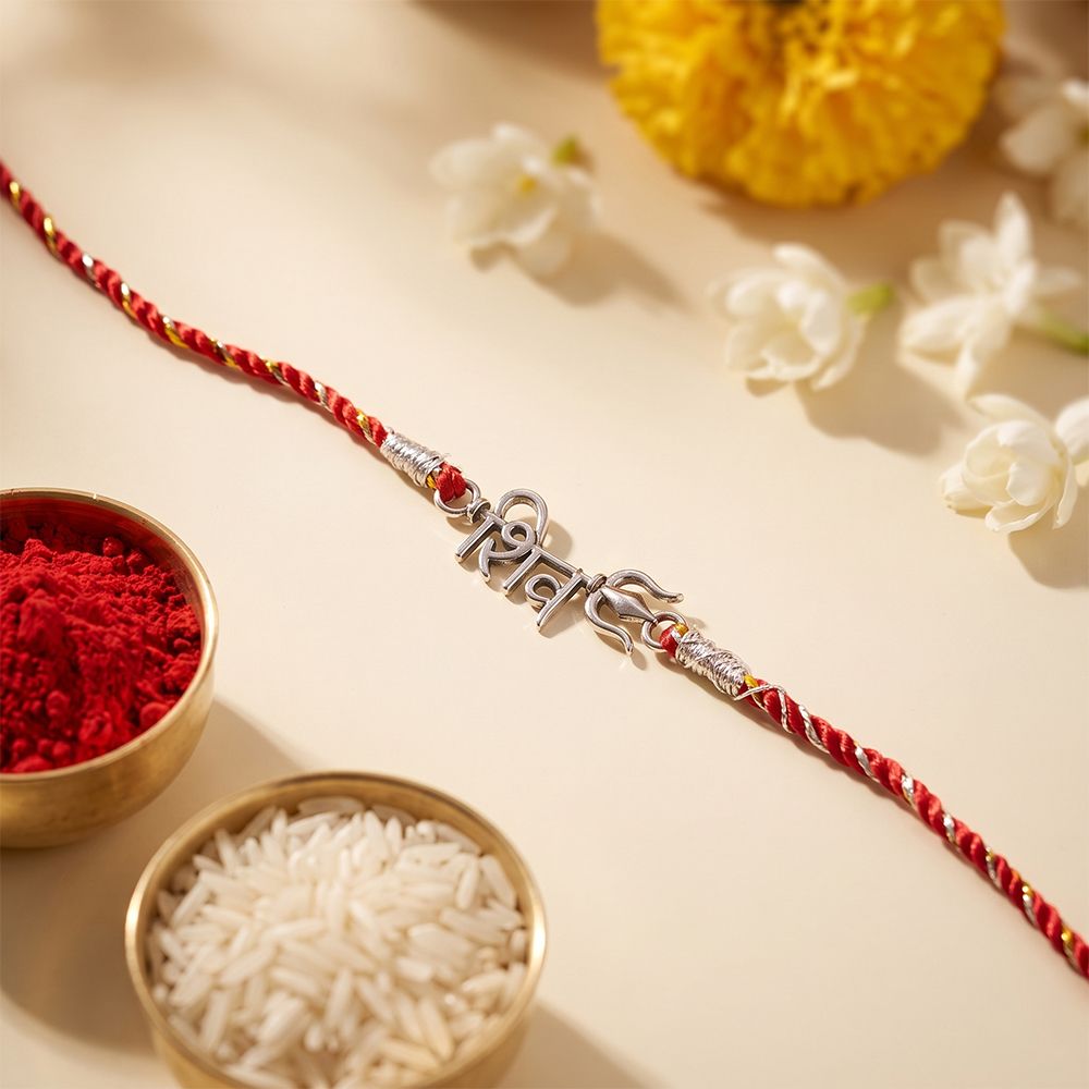 Silver SHIV Trishul Rakhi For Brother