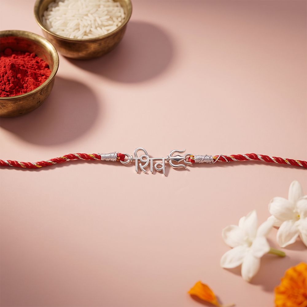 Silver SHIV Trishul Rakhi For Brother