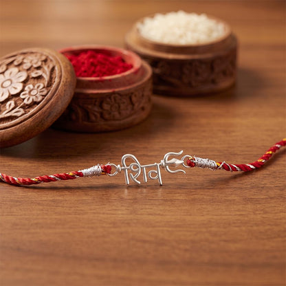 Silver SHIV Trishul Rakhi For Brother