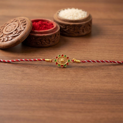 Golden Pinwheel Enamel Rakhi