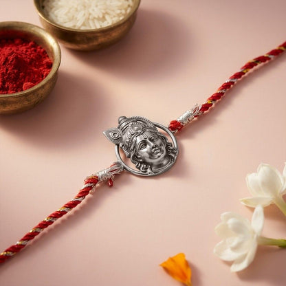 Oxidised Lord Krishna Face Rakhi