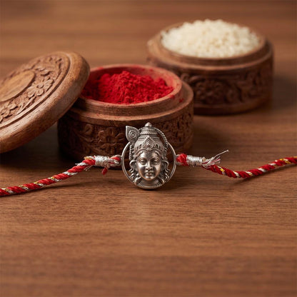 Oxidised Lord Krishna Face Rakhi