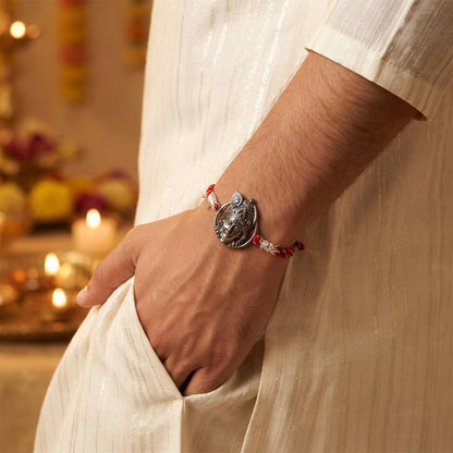 Oxidised Lord Krishna Face Rakhi