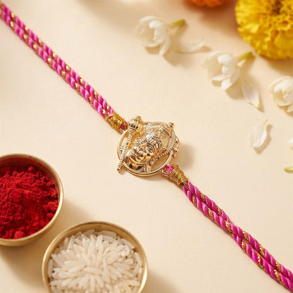 Goldon Lord Hanuman Face Rakhi