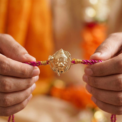 Goldon Lord Hanuman Face Rakhi