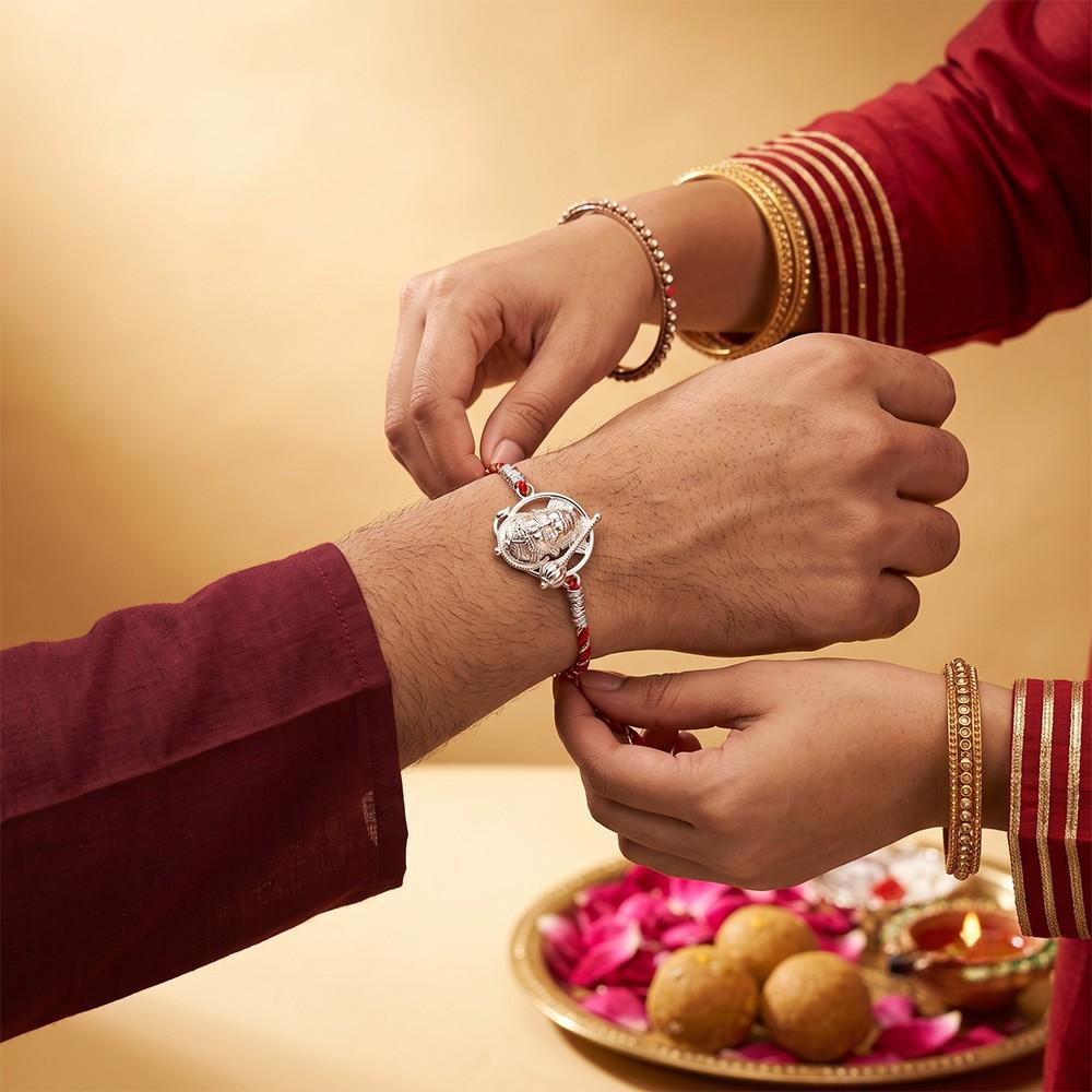 Silver Lord Hanuman Face Rakhi
