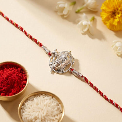 Silver Lord Hanuman Face Rakhi