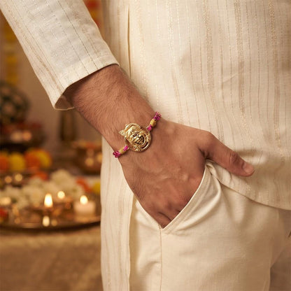 Goldon Lord Krishna Face Rakhi