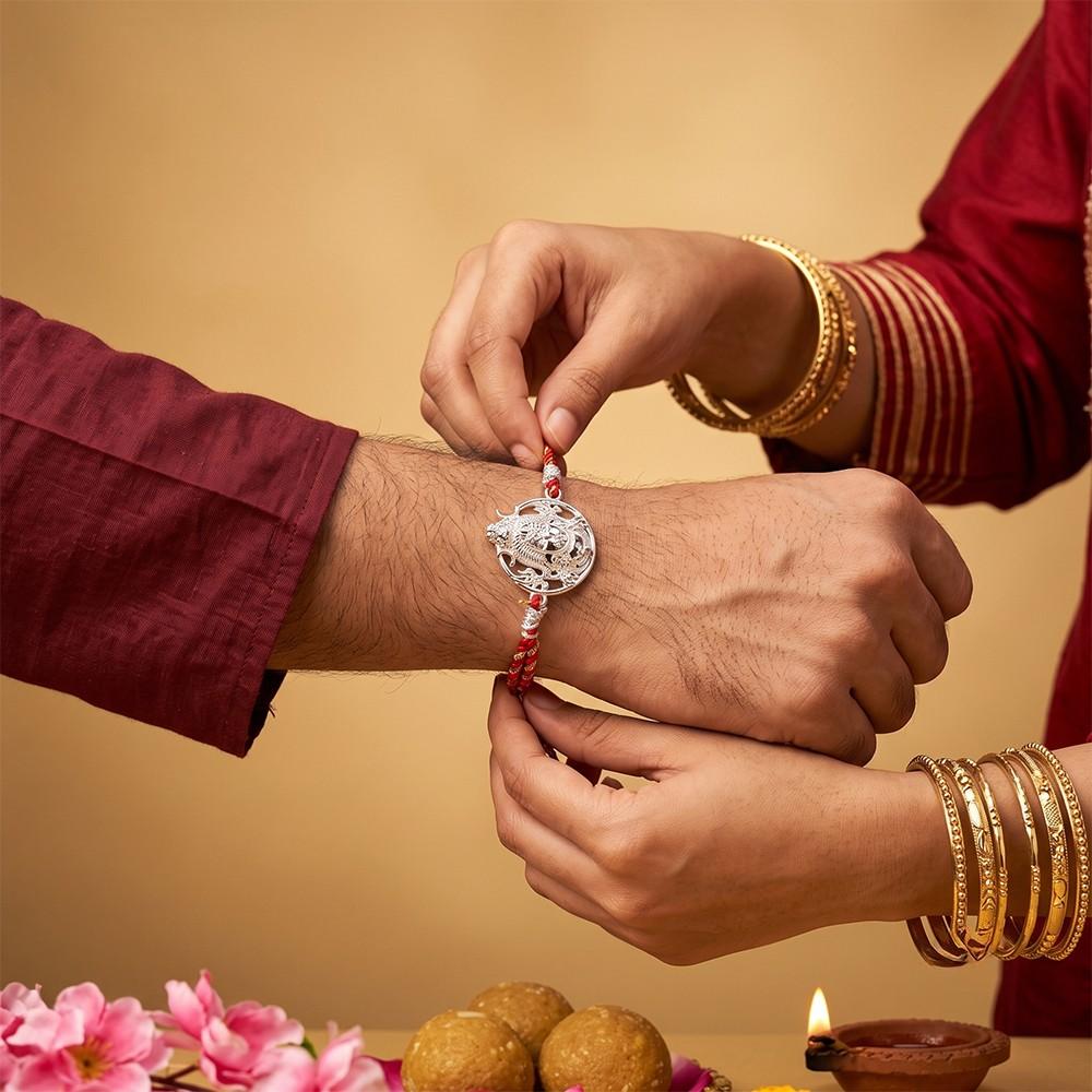 Silver Lord Shiva Face Rakhi